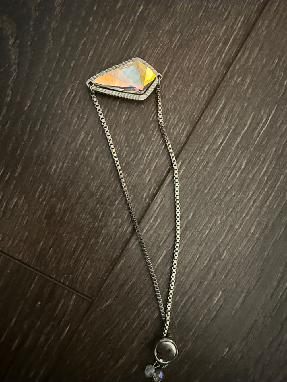 Iridescent Triangle Pendant bracelet- Silver Chain